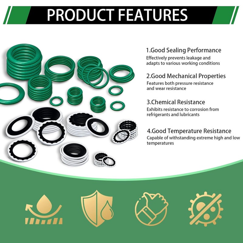 Japtend 40pcs A/C Compressor Seal Washers and 175pcs A/C O Rings Assortment Kit, 24 Sizes Air Conditioning Compressor Port Gasket for Automotive Replacement. - Image 3